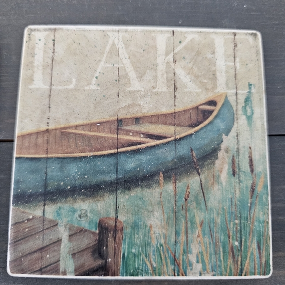 Set of 4 Daphne Brissonnet stone coasters - Picture 2 of 4